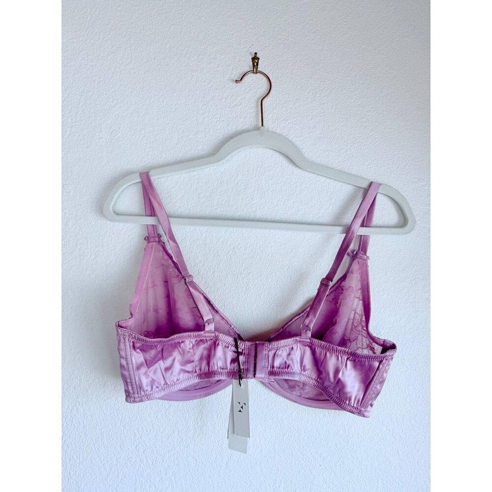 NWT Fleur du Mal Magnolia Lace Unlined Demi Bra in Lilac Purple Size 38F - Picture 9 of 14